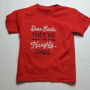 Source Unknown Red Kids T-Shirt - Santa Naughty Design